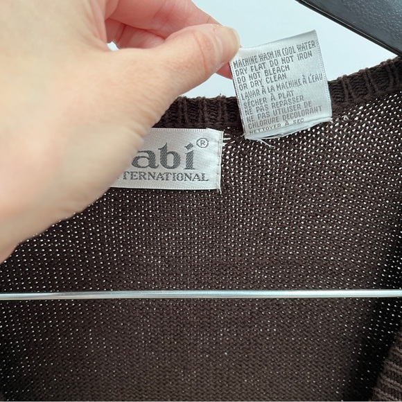 Vintage floral button up sweater vest L brown needlepoint cross stitch Tabi - Picture 6 of 8